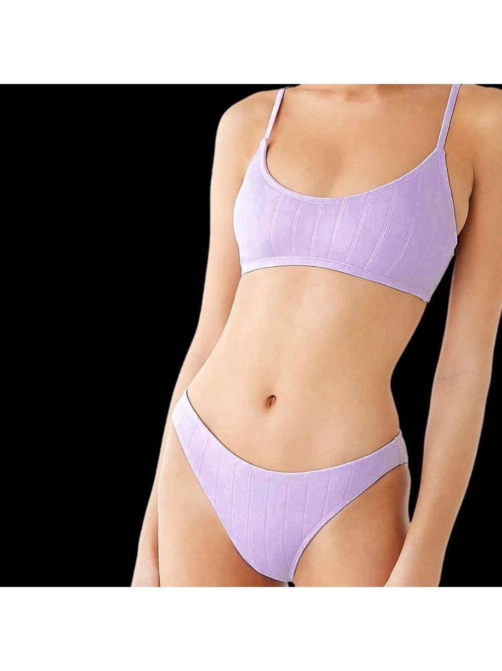 NWOT Forever 21 Ribbed Bikini Set – Lilac Lavender, Size Small, Two-Piece Set